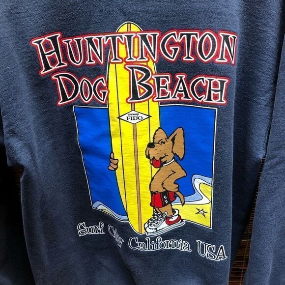 Ultimate Cotton Hanes Size Medium Huntington Dog Beach Surf City California USA - Picture 3 of 8
